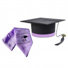 Tocă Personalizată Absolvire neagra cu bentita lila + esarfa personalizata - Toci clasa 4